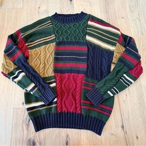 Vintage Woods & Gray Colorblock Patchwork Cosby Coogy-Style Grandpa Sweater XL